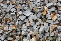 Gray gravel photo for background. Sharp stones in pile for construction. Road or building construction supply. Gray Royalty Free Stock Photo