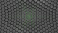 Gray and green metal hexagons abstract background, 3d render Royalty Free Stock Photo