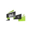 Gray and green ribbons with 70% discount. Sale banner template design. Big sale special offer. Special offer banner for poster, Royalty Free Stock Photo