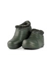 Gray-Green Rubber Galoshes Isolated on White Background Royalty Free Stock Photo