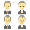 Gray haired man in suit, expressions