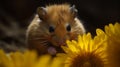 Gray hamster eating sunflower seed