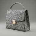 Gray handbag with a textured, speckled surface resembling stone. It has a rectangular Royalty Free Stock Photo