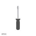 Gray-handled flathead screwdriver illustration with a silver metallic shaft and a flat, Royalty Free Stock Photo
