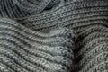 Gray handmade cashmere scarf, close-up