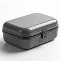 Gray Hard Case Container Box for Storage with Metal Latch on White Background Royalty Free Stock Photo