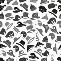 Gray hats icons set seamless pattern