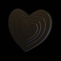 Gray heart on black background. 3D heart symbol, heart icon. Happy valentines day. Royalty Free Stock Photo