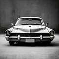 gray historic car on a gray background