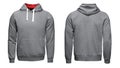 Gray hoodie, sweatshirt mockup, isolated on white background Royalty Free Stock Photo