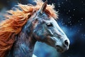 Gray horse with a brown mane. Close-up Royalty Free Stock Photo