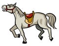 Gray horse with saddle