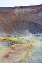 Gray Hydrogen Volcano and Volcano Craters on Vulcano Island, Lipari, Italy. Sunset, Gas, Sulfur, Poisonous Pairs, Evaporation