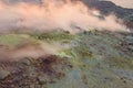 Gray Hydrogen Volcano and Volcano Craters on Vulcano Island, Lipari, Italy. Sunset, Gas, Sulfur, Poisonous Pairs, Evaporation