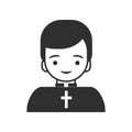 Gray icon of a catholic priest. A pastor in a priest`s garb