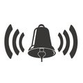 Gray icon of a gingling bell isolated on the white background