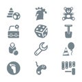 Gray icon set children toys and games Royalty Free Stock Photo