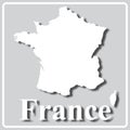 Gray icon with white silhouette of a map France