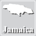 Gray icon with white silhouette of a map Jamaica