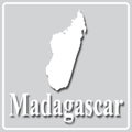 Gray icon with white silhouette of a map Madagascar