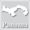 Gray icon with white silhouette of a map Panama Royalty Free Stock Photo