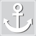 Gray icon with white silhouette of a sea anchor