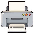 Gray Inkjet Printer Vector with Copy Emerging, Three Colored Buttons Royalty Free Stock Photo