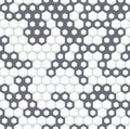 Gray irregular geometric seamless pattern with hexagons.