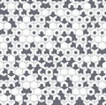 Gray irregular geometric seamless pattern with hexagons.