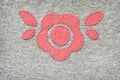 Gray jersey fabric with coral flower handmade decoration