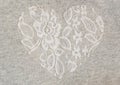 Gray jersey fabric with lace heart