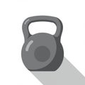 Gray kettlebell illustration with a smooth surface and a rounded handle. It casts a lon Royalty Free Stock Photo