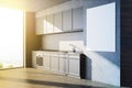 Gray kitchen corner with a poster side Royalty Free Stock Photo