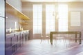 Gray kitchen interior, poster, side toned Royalty Free Stock Photo