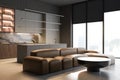 Gray kitchen and living room corner Royalty Free Stock Photo