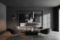 Gray kitchen and living room interior Royalty Free Stock Photo