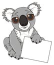 Gray koala with little clean plate