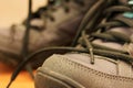 Gray laces on military boots