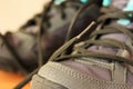 Laces on old hiking boots