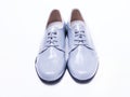 Gray lacquer shoes for a boy Royalty Free Stock Photo