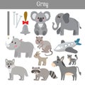 Gray. Learn the color. Education set. Illustration of primary co