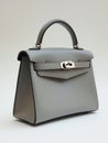 Gray leather female handbag.