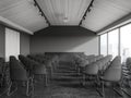 Gray lecture hall interior with chairs Royalty Free Stock Photo