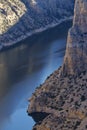 Gray limestone walls of Devil Canyon Overlook In Bighorn Canyon