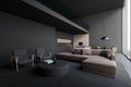 Gray living room and kitchen corner Royalty Free Stock Photo