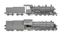 Gray locomotive isolated on white