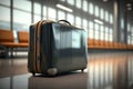 Gray luggage bag on the airport floor during departures, ready to embark on a new journey