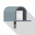 Gray mailbox icon, flat style