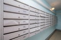 gray mailboxes in corridor Royalty Free Stock Photo