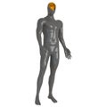 Gray male mannequin with a golden insert on the head on an isolated background. 3d rendering